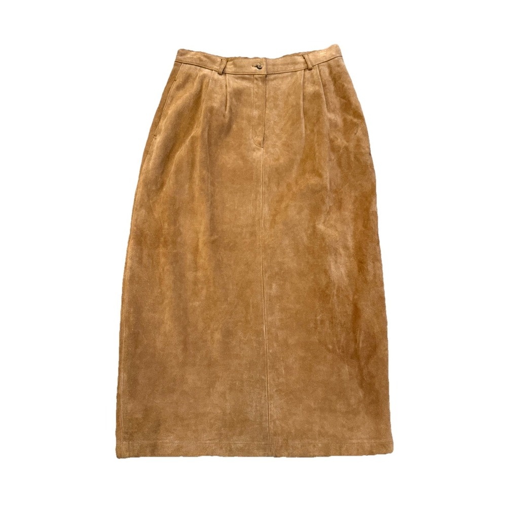 Vtg Charter Club Skirt Suede Leather 80s Retro Prairie Western Long Slit 16 (12)